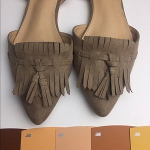 Beige JUSTFAB Fringed Tasseled Flats